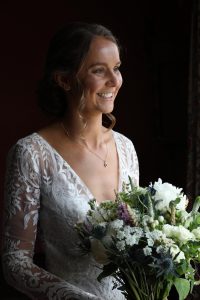 bride holds her bouquet