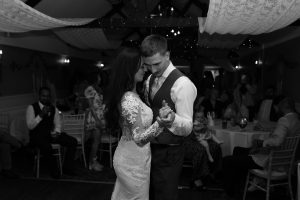 bride and groom at first dance