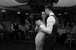bride and groom at first dance