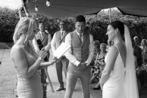 ceremony of a garden wedding