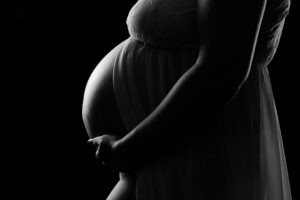 close up of pregnant belly