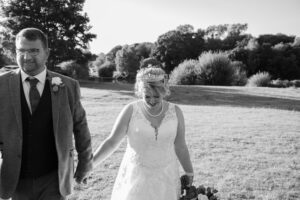 bride and groom at woodland waters