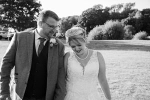 bride and groom at woodland waters