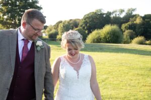 bride and groom at woodland waters
