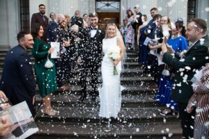 confetti shot at marylebone registry office