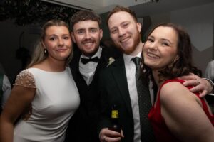 bride and groom enjoy wedding party